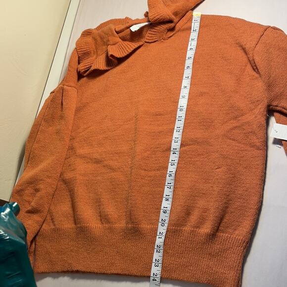 NEW! Stitch and Knot | Soft Orange Balloon Sleeve Ruffle Collar Neck Sweater M - Picture 9 of 11